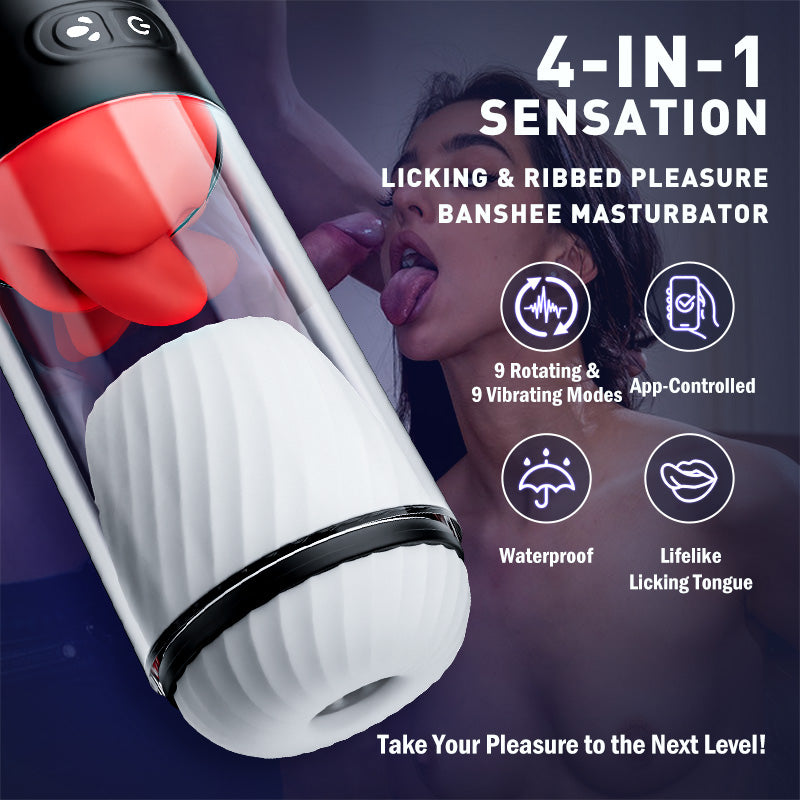 【50%OFF】App Controlled Male Masturbator with 9 Tongue Licking & Vibration Modes