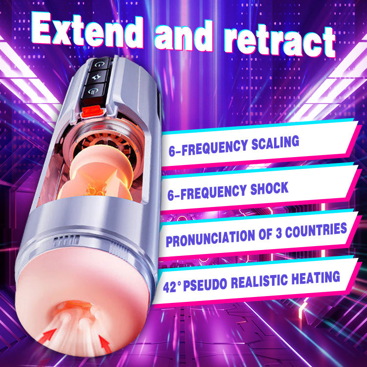 Space plane cup telescopic automatic electric male masturbation simulation channel sex supplies warm up panting voice