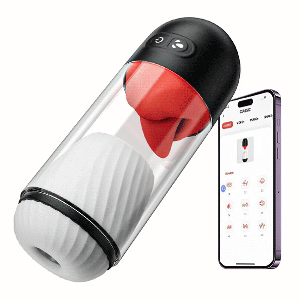 【50%OFF】App Controlled Male Masturbator with 9 Tongue Licking & Vibration Modes